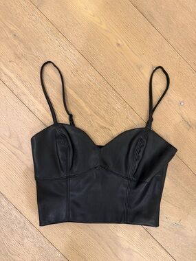 Forever 21 Black Faux Leather Bustier Camisole